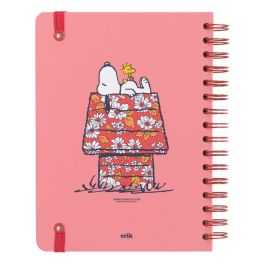 ERIK Cuaderno A5 Snoopy Love Yourself, Tapa Dura Wire-o, 90 Hojas con Bolsillo y Cierre Elástico