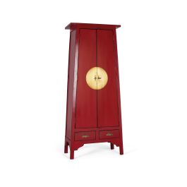 GINER Y COLOMER Armario Madera de Mango 2 Puertas 2 Cajones Rojo 195 cm