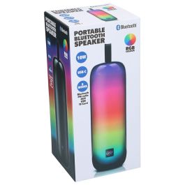 Basics Altavoz Bluetooth 10W RGB con 8 Modos de Luz, Asa de Transporte, Carga USB-C y 2.5h Batería ø8x24cm