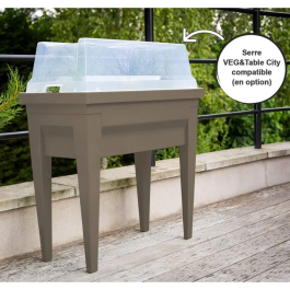 Eda Área de Vegetales City Veg & Table con Mesa, Huerto Urbano Resistente a Heladas y UV, Taupe, 73x38.5x68cm, 57L