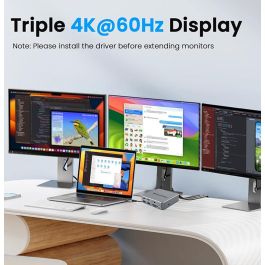 Conceptronic DONN25G Docking Station 15 En 1 Plata USB 3.2 Gen 2 Type-C HDMI Ethernet