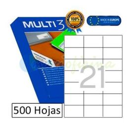 Multi-3 Etiquetas Adhesivas C-Rectos 21 70x42,4 mm Inkjet-Láser, Rectas, 21X500H, Blancas Precio: 30.50000052. SKU: S8413472