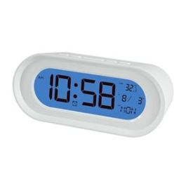 Elbe RD-701-B Reloj Despertador Blanco con Termómetro y Calendario, Pantalla 11cm
