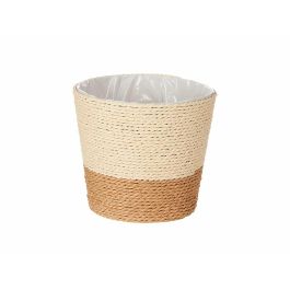 Ibergarden Macetero de Cuerda Marrón Natural con Plástico Interior, para Plantas y Decoración, Medidas 16x14.5 cm (24 Unidades)