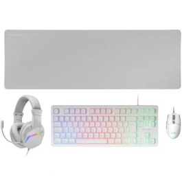 Mars Gaming Pack Gaming MCP-RGB3WES: Teclado RGB H-Mech, Ratón RGB 3200 DPI, Auriculares FRGB Rainbow y Alfombrilla XXL