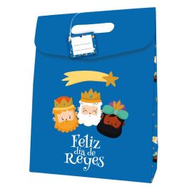 Bismark 332880 Bolsa Cartón Regalo Reyes Magos Cierre Adhesivo Plegable Tacto Soft Impresión Foil Colores Surtidos 33.8x4.1 cm