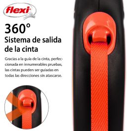 Flexi Correa Cinta New Neon S 5M Naranja Neón Reflectante para Alta Visibilidad en Cualquier Condición Climática