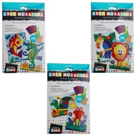 Createur de Genie Mosaicos Infantiles con Fichas Ilustradas y Planchas de Espuma Adhesiva para Niños