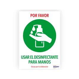 Avery DIN A4 Señal Adhesiva Usar Desinfectante Manos Resistente UV Pack 2 Unidades Precio: 4.49999968. SKU: B17QHJWGHD