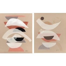 DKD Home Decor Cuadro Moderno Abstracto Beige Terracota Pintado a Mano Lienzo Pino 75.5 x 100 x 3.7 cm (2 Unidades) Precio: 77.92884. SKU: S3028225