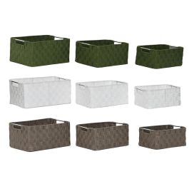 Juego de Cestas Home ESPRIT Verde Gris Crema Metal Polipropileno (3 Piezas) (3 Unidades) Precio: 57.49999981. SKU: B12GDQY72M