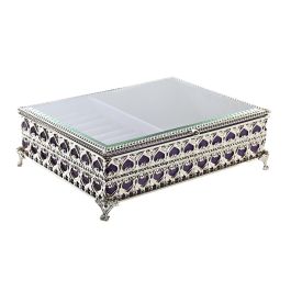 DKD Home Decor Joyero Tradicional Metal Cristal Lila Plateado 18 x 7 x 24 cm