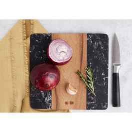 Quttin Tabla de Cortar de Acacia y Mármol 25 x 25 cm para Cocina - Diseño Elegante y Duradero (8 Unidades)