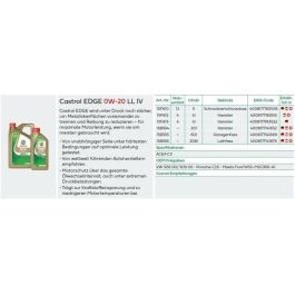 Aceite de motor - CASTROL - EDGE 0W-20 LL IV - 1L Aceite de motor - CASTROL - EDGE 0W-20 LL IV - 1L