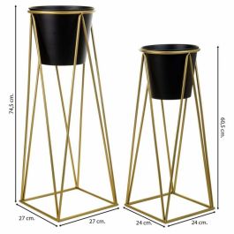 Set de Maceteros Alexandra House Living Negro Metal Hierro 26 x 68 x 80 cm 2 Piezas