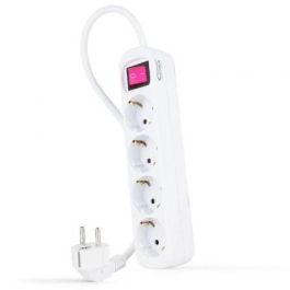 Nanocable 10.37.0004 Regleta con Interruptor, 4 Tomas de Corriente, Cable 1.4m, Protección Infantil, Toma de Tierra, 3680W, Blanca