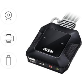 ATEN CS52DP KVM Switch USB-C/DisplayPort de 2 Puertos, Resolución 4K Ultra HD