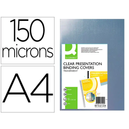 Q-connect Tapas de Encuadernación PVC DIN A4 Incolora 150 micras, Paquete de 100 Unidades Precio: 11.49999972. SKU: B127THQCMT