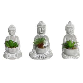 DKD Home Decor Planta Oriental Decorativa con Buda, de Cemento y PE, Set 3 Unidades, Gris Claro y Verde, 8x16x10.5 cm Precio: 11.49999972. SKU: B1FAPYH4J2