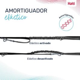 Halti Correa Multiposición Anatomy Doble Enganche Amortiguador Elástico Reflectante Gris Talla L para Perros (hasta 55kg) y Adiestramiento