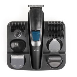 Livoo DOS187 Set recortador multifunción 3,7W 90 min con 5 cabezales, 5 peines y base de almacenamiento Negro/Azul