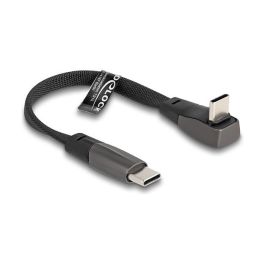 DeLOCK Cable USB 2.0 Type-C a Type-C ángulo recto (gewinkelt) PD 3.0 60W, cable plano 1m Negro