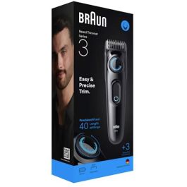 Braun Series 3 BT3520 244978 - Recortadora de Barba Akku/Netz, Negra/Azul, con 3 Peines