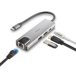 Adaptador Multipuerto Usb-C De Aluminio 4 En 1 (1X Usb 3.0, 1X Hdmi 4K, 1X Usb-C Carga, 1X Rj45) Precio: 39.49999988. SKU: B1DSS8FGCQ