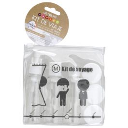 Jet Lag Kit Viaje Neceser con 6 Piezas, Transparente y Cierre Zip, Ideal Cabina Avión