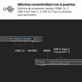 LG Gram 16Z90RU-G.AA55B Portátil Ligero 16" WQXGA IPS Intel Core i5-1334U 16GB LPDDR4x 512GB SSD Windows 11 Home Negro