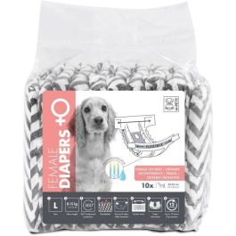 Pañales para perros - M PETS - PAÑALES Mujer L x10 - Circunferencia de cintura 32-52 cm - 8-15 kg - Indicador de humedad - Protección 12h