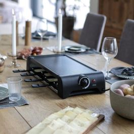 Livoo DOC312 Raclette para 8 Personas 1300W con Bandeja Grill Antiadherente Extraíble y Termostato Regulable