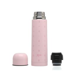 KioKids Petits moments Termo Para Líquidos 500 mL Rosa Anti-goteo Anti-derrame Doble Pared Acero Inoxidable