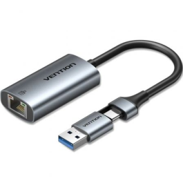 Vention CFQHB Adaptador USB/USB-C a RJ45 Gigabit Ethernet 1000Mbps Gris, Carcasa de Aleación de Aluminio Precio: 16.50000044. SKU: B1BGVW3HJA
