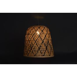 DKD Home Decor Lámpara de Techo Estilo Tropical de Ratán, Marrón Negro, 41x39x41 cm, para 1 Bombilla E27 50W, Cable 135 cm