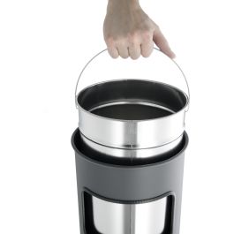 Durable 333023 Papelera de Metal Redonda con Cenicero Integrado, Plata, 17 L, 26 cm Diámetro, 620 mm Altura