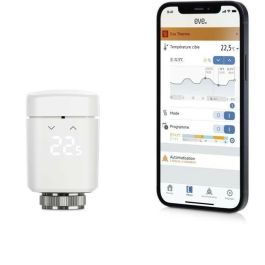 Eve OB02924 Válvula de radiador inteligente Thermo con Programas autónomos, compatible con Apple HomeKit y Bluetooth Thread