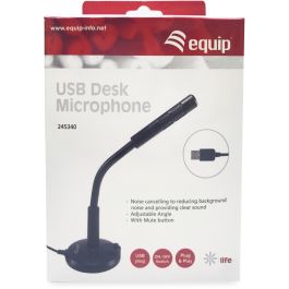 EQUIP MICROFONO SOBREMESA LIFE ONMIDIRECCIONAL USB BRAZO FLEXIBLE BOTON MUTE