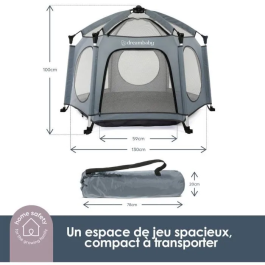 DREAMBABY Parque de Aventuras Pop-Up Tela con Bolsa de Transporte y Lonas Anti-UV, Ø 1,3 m H 1 m