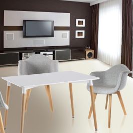 Home Deco Factory Mesa Rectangular Essentiel Blanca Madera Metal Polipropileno 115x75 cm h.74 cm