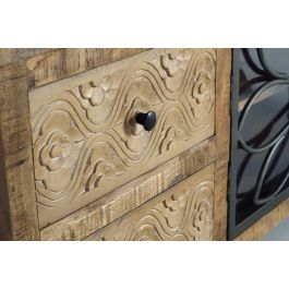 Giner y Colomer Mueble TV en Madera de Mango y Metal Marrón Envejecido con 4 Cajones