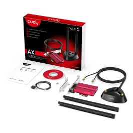 Cudy AX5400 Adaptador Wi-Fi 6E PCI Express Interno Inalámbrico Tribanda 2.4/5/6 GHz Bluetooth 5.0 para PC Windows 10