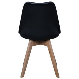 Home Deco Factory Silla COPENHAGUE Acolchada Negra Diseño Escandinavo Patas Madera Haya 49x58x81.5cm
