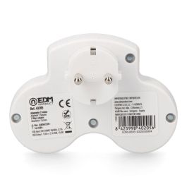 Edm Adaptador 2 Tomas Schuko y 2 USB (A+C) 5V 2.1A, Máximo 3680W / 230V, Blanco