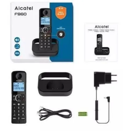 Alcatel Teléfono fijo inalámbrico F860 solo negro - Bloqueo de llamadas no deseadas