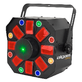 Algamlight Proyector LED Láser Combo 3 en 1: Efecto Derby, Estroboscópico, Láser para Fiesta o Escenario, con DMX y Musical