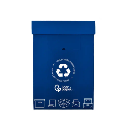 Liderpapel Contenedor Papelera Reciclaje Papel y Cartón 70 Litros Azul 450x350x650 mm