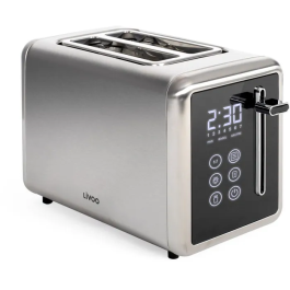 Livoo Tostadora Digital DOD205, 2 Rebanadas, 850 W, Panel de Control Táctil, Gris y Negro