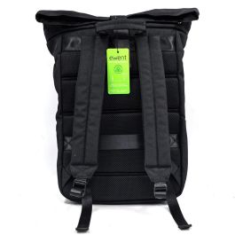 EWENT Mochila EW2536 17.3" Trendy Roll Unisex Impermeable Negro, Diseño Ampliable 25.5L-34L, Compartimento Portátil, Puerto USB