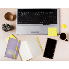 Antartik Cuaderno A6 Tapa Blanda Cuadriculado Morado y Amarillo 100 Hojas 80gr FSC